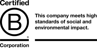 Certified B Corporation logo stating 'This company meets high standards of social and environmental impact.