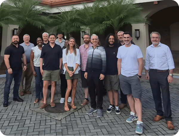 NewOrg team members standing together outdoors