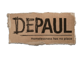 Depaul logo with “Homelessness has no place” tagline